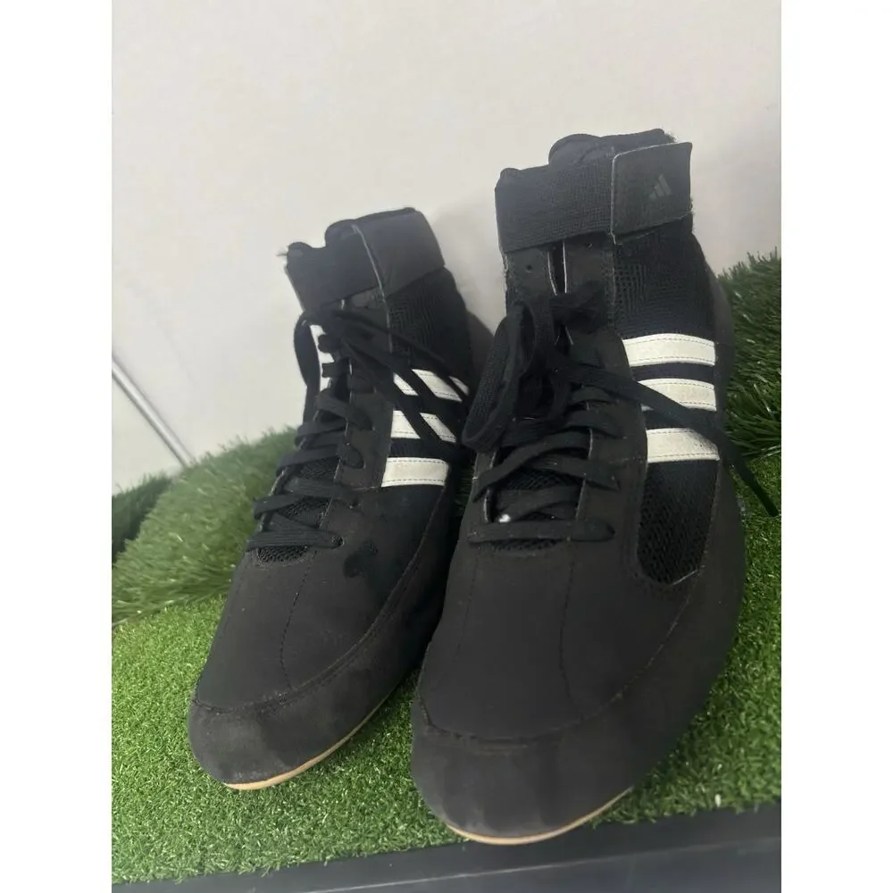 Adidas HVC 2 Wrestling Shoes Black Leather Mid Top AQ3325 Mens US Size 10 - Picture 2 of 9